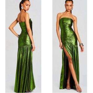 Retrofete Green Strapless Maxi Dress